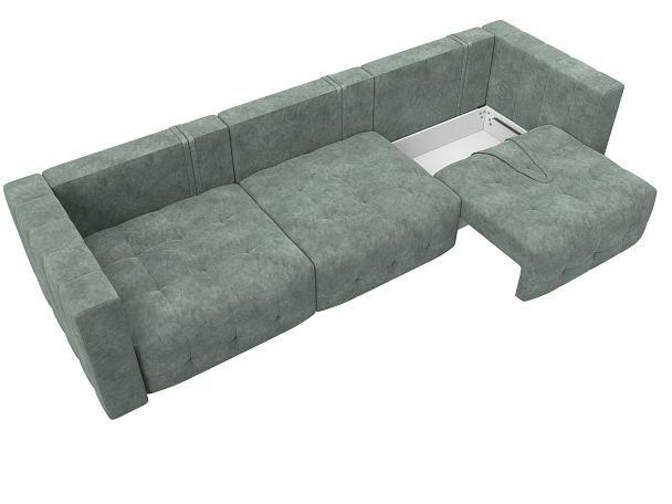 Диван прямой Лига-052 НПБ Лонг Велюр зеленый - Вид 7
