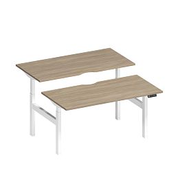 Рабочая станция на электроприводе с вырезами Elevo А2 БГ 103.2 ДК дуб скандинавский / белый гладкий - Фото предпросмотра