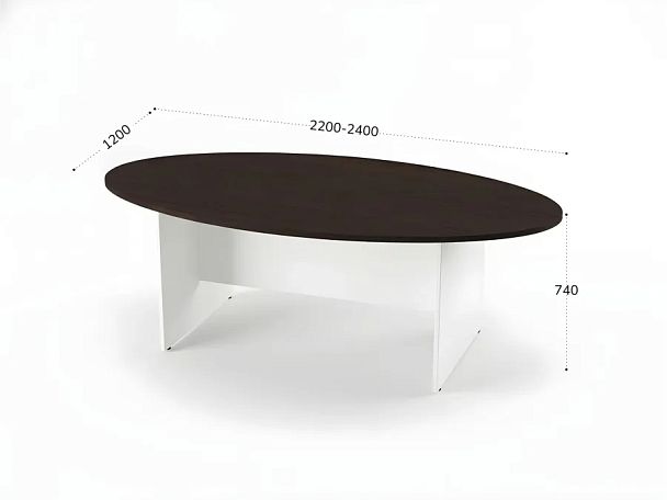 БЕРЛИН / BERLIN Конференц-стол овальный 2400х1200х740 Венге/Белый - Вид 1