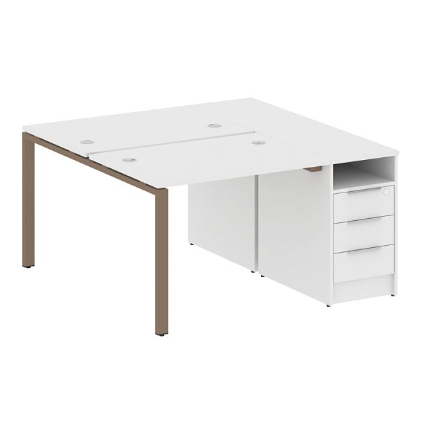 Metal System Р. ст. с тумбой на П-образном м/к БП.РС-СТП-2.1 Белый/Мокко металл 1412*1475*750 - Вид 1