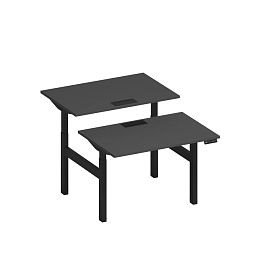 Рабочая станция на электроприводе с заглушками Elevo А2 ЧР 101 АР антрацит премиум / черный гладкий - Фото предпросмотра