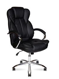 Кресло офисное / Верса / (black) сталь + хром / черная экокожа - Фото предпросмотра