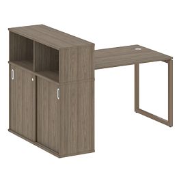 Metal System Quattro Стол письменный с шкафом-купе на О-образном м/к 40БО.РС-СШК-3.2 Т Вяз/Мокко металл 1610*1120*1098 - Фото предпросмотра