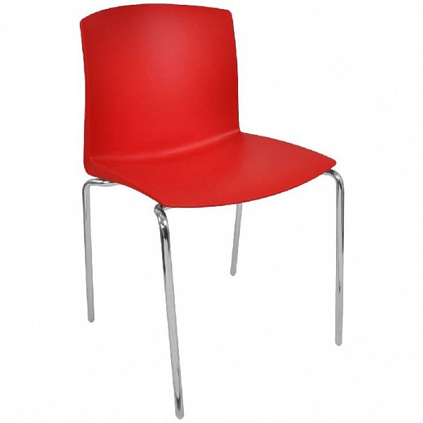 Стул Pull (4 ножки) каркас Хром, красный, стопируемый - Вид 1