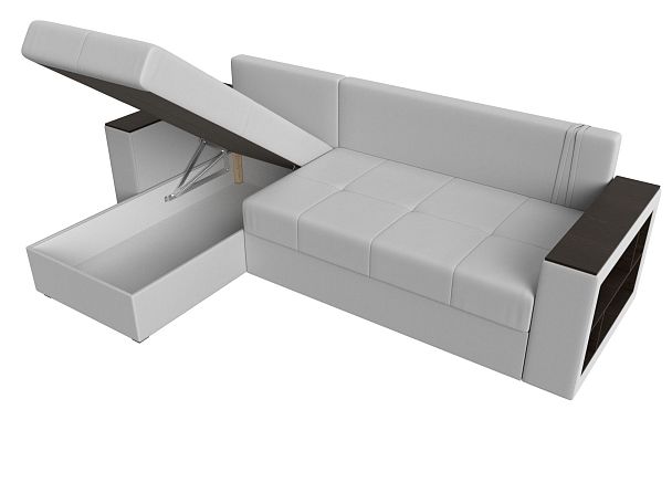 Диван угловой Дубай Лайт угол левый (полностью экокожа белая) - Вид 7