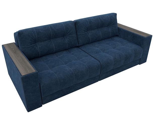 Диван прямой с декором Лига-049 НПБ Велюр синий - Вид 6