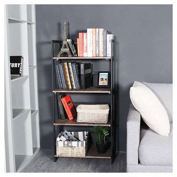 Стеллаж на металлокаркасе "BRABIX LOFT SH-001", 600х300х1250 мм, складной, цвет морёный дуб, 641228 - Вид 14