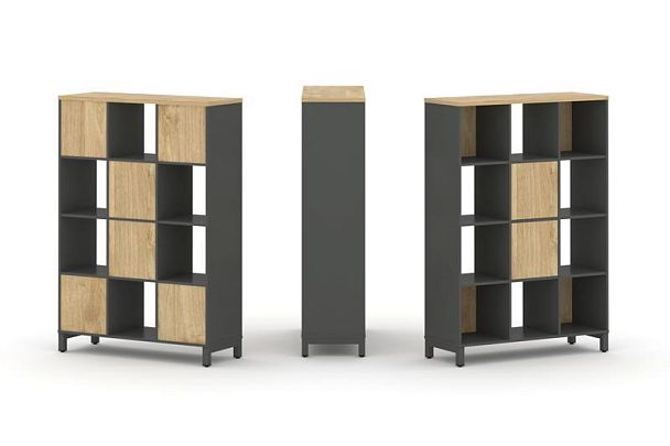 Стайл Проджект Набор стеллажа 1 сторон., 4 яр. SN.NS-431 Антрацит/Тиквуд Светлый/Металл Антрацит 112 - Вид 1