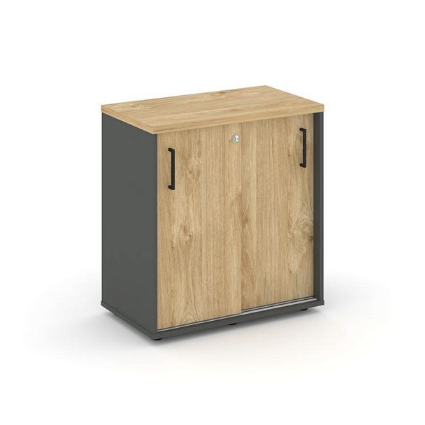 Стайл Проджект Тумба опорная/приставная SN.TOP-043 Антрацит/Тиквуд Светлый/Черный Ручки 800*400*750 - Вид 1