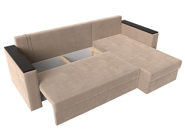 Угловой диван Атланта Лайт Б/С правый (полностью велюр бежевый) - Вид 8