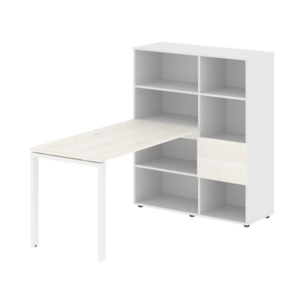 Стол-стеллаж EURST 1113 Ясень Траун/Белый/Белый 1790х1120х1355 EDIS - Вид 1