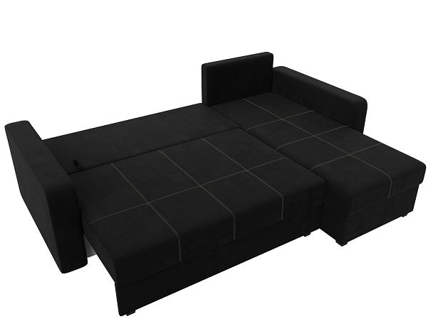 Диван угловой Ливерпуль Лайт правый угол Микровельвет черный - Вид 8