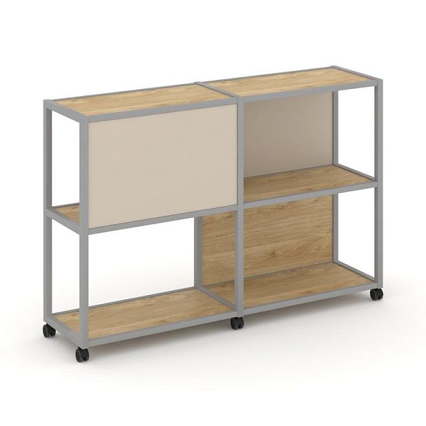 Shelf Mobile Стеллаж 3 уровня 2 секции VR.LT-STK-313.10 Тиквуд Светлый/Металл Серый/W-04 1970*400*1046 - Вид 1
