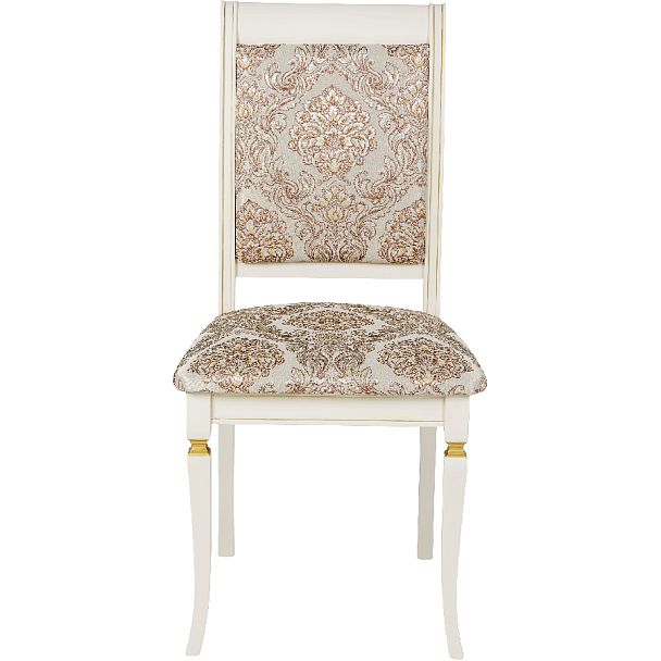 Комплект деревянных стульев с мягким сиденьем Бармс Слоновая кость золотая патина/Бежевый жаккард, 2 шт. - Вид 2