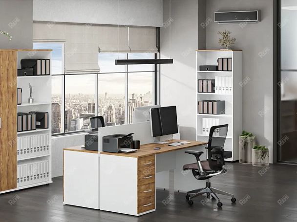 TANDEM RTD051-73U-ME Шкаф закрытый ун-й 730х380х1208 Таксония медовая/Белый - Вид 3