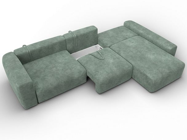Диван угловой Лига-066 НПБ Лонг угол правый Велюр зеленый - Вид 9