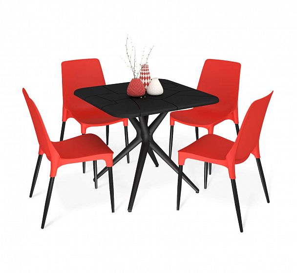 Обеденная группа Sheffilton SHT-DS208 черный/красный - Вид 2