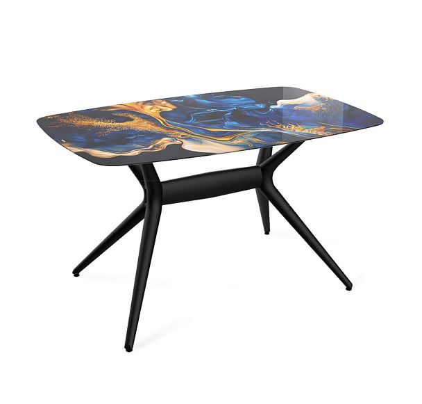 Стол Sheffilton SHT-TU30-2/TT32 118/77 стекло/МДФ черный/синий сапфир - Вид 2