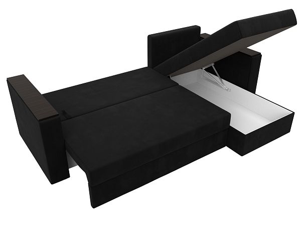 Угловой диван Атланта Лайт Б/С правый (полностью микровельвет черный) - Вид 9