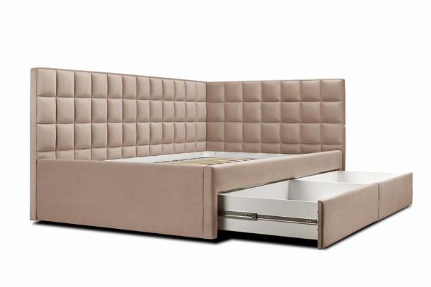 Кровать «Юник» с ящиками 1200, бежевая - Вид 2
