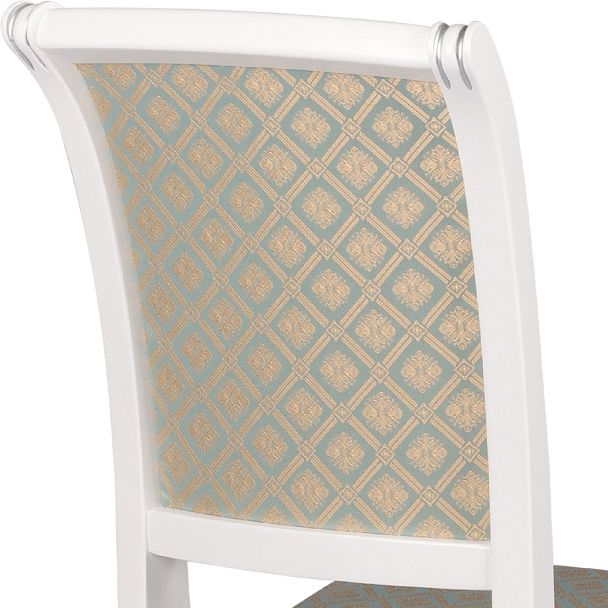 Комплект деревянных стульев с мягким сиденьем Арктос Белый с серебряной патиной/Бирюзовый жаккард, 3 шт. - Вид 9