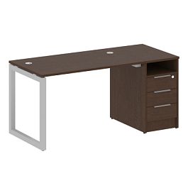 Metal System Quattro Р. ст. с тумбой на О-образном м/к 50БО.РС-СТП-1.2 Венге/Серый металл 1612*720*750 - Фото предпросмотра