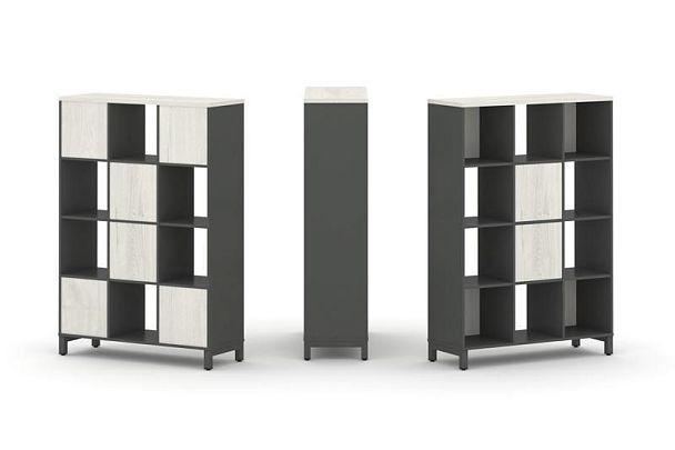 Стайл Проджект Набор стеллажа 1 сторон., 4 яр. SN.NS-431 Антрацит/Дуб Наварра/Металл Антрацит 1121*4 - Вид 1