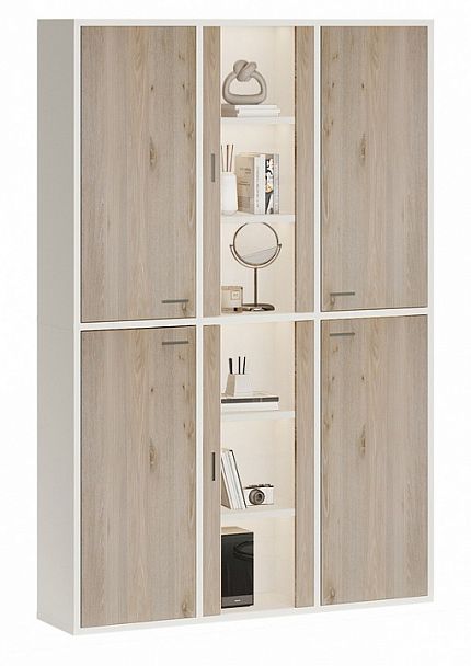 Шкаф-витрина Домино СУ(ш3в2)+4ФГ+2ФС Белый/Нельсон - Вид 2