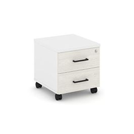 Стайл Проджект Тумба мобильная SN.TM-001 Белый/Белый/Дуб Наварра/Черный Ручки 416*460*437 - Фото предпросмотра