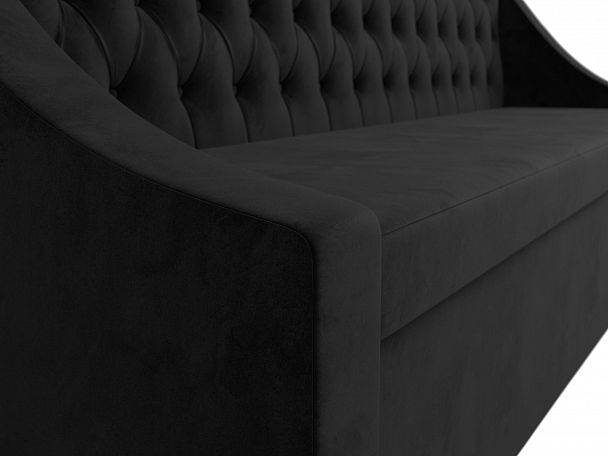 Кухонный прямой диван Мерлин (полностью велюр черный) - Вид 4