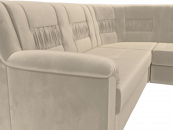 Угловой диван Карелия правый (полностью микровельвет бежевый) - Вид 4