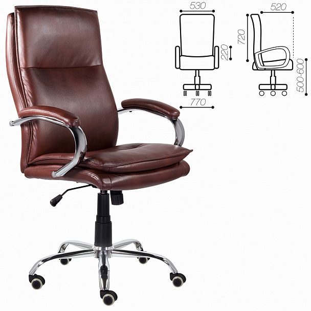 Кресло офисное BRABIX PREMIUM "Cuba EX-542", экокожа, коричневое, 532550 - Вид 3