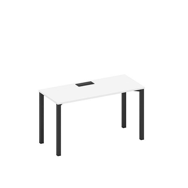 Стол письменный на металлокаркасе, столешница с заглушкой Space+ А1 ЧР 004 БП белый премиум / черный гладкий - Вид 1
