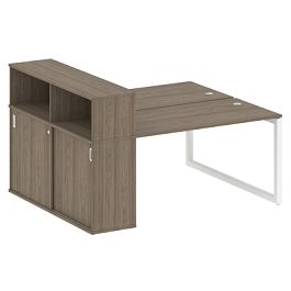 Metal System Quattro Р. ст. с шкафом-купе на О-образном м/к 50БО.РС-СШК-2.3 Т Вяз/Белый металл 1810*1475*1098 - Фото предпросмотра