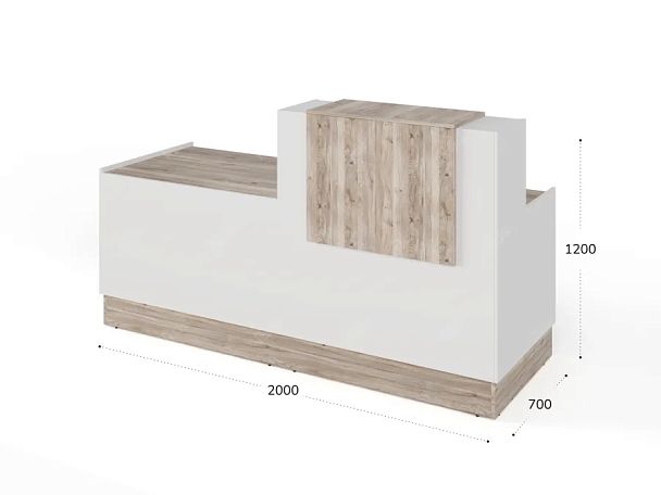 RTD090-200-MA ТАНДЕМ / TANDEM Стойка ресепшн 4-200 2000х700х1200 Дуб Маувелла - Вид 3