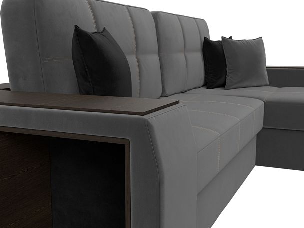 Угловой диван Брюссель правый (полностью велюр серый) - Вид 4