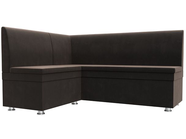 Кухонный угловой диван Уют левый (полностью велюр коричневый) - Вид 1