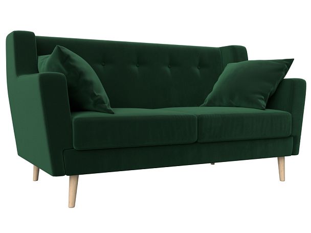 Прямой диван Брайтон 2 (полностью велюр зеленый) - Вид 1