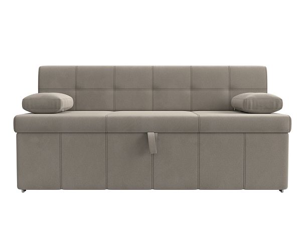 Кухонный прямой диван Лео (полностью микровельвет бежевый) - Вид 2