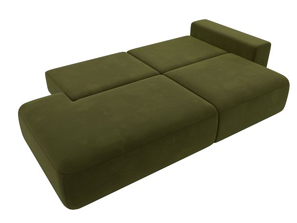 Диван прямой Лига-036 Модерн подлокотник справа Микровельвет зеленый - Вид 9