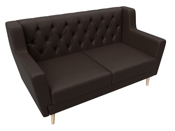 Прямой диван Брайтон 2 Люкс (полностью экокожа коричневая) - Вид 5