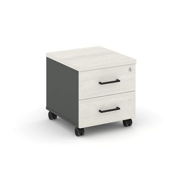 Стайл Проджект Тумба мобильная усил. колеса SN.TMU-001 Антрацит/Дуб Наварра/Черный Ручки 416*460*437 - Вид 1