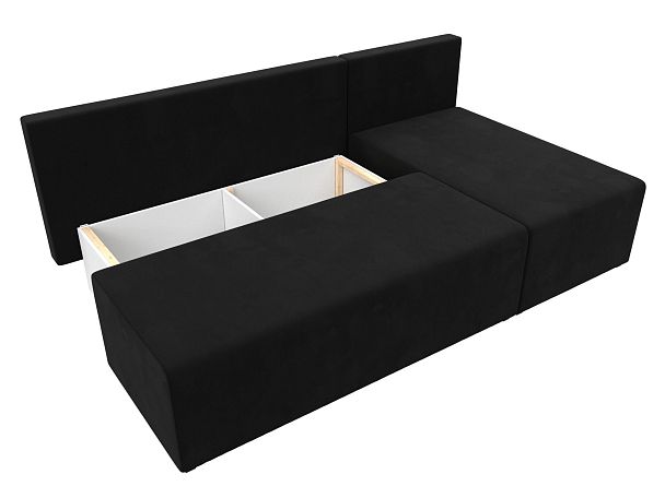 Угловой диван Поло правый (полностью микровельвет черный) - Вид 7