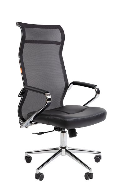 Офисное кресло Chairman 702 Россия экопремиум черный/сетка - Вид 1