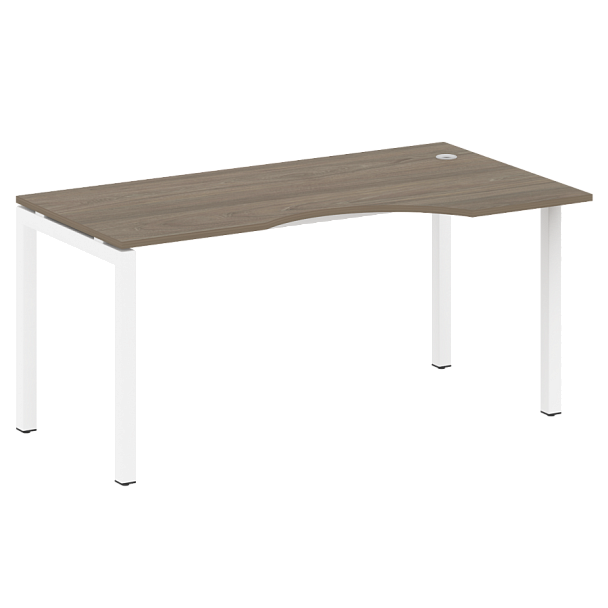 Metal System Quattro Стол криволинейный правый на П-образном м/к 50БП.СА-1 (R) Вяз/Белый металл 1600*900*750 - Вид 1