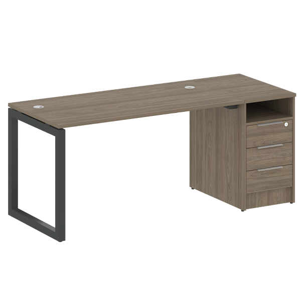 Metal System Quattro Р. ст. с тумбой на О-образном м/к 50БО.РС-СТП-1.3 Вяз/Антрацит металл 1812*720*750 - Вид 1