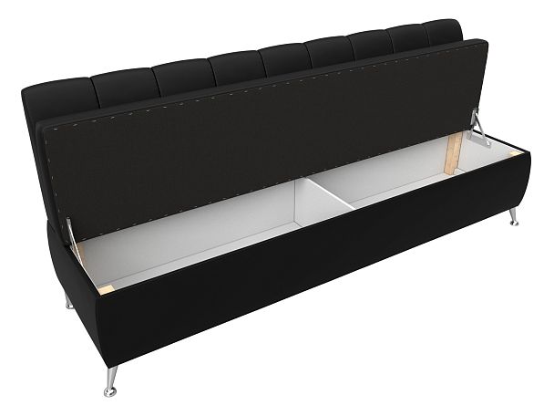 Кухонный прямой диван Кантри (полностью экокожа черная) - Вид 6