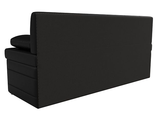 Кухонный прямой диван Лео (полностью экокожа черная) - Вид 6