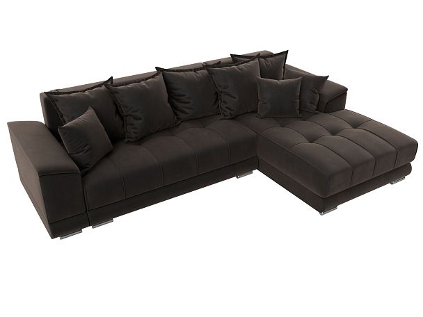 Угловой диван НордСтар правый угол Велюр коричневый - Вид 6
