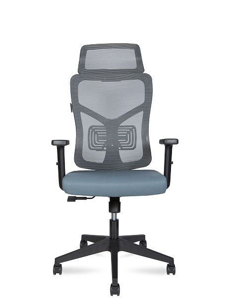 Кресло офисное  Asper / черный пластик  /  серая сетка / серая ткань - Вид 2